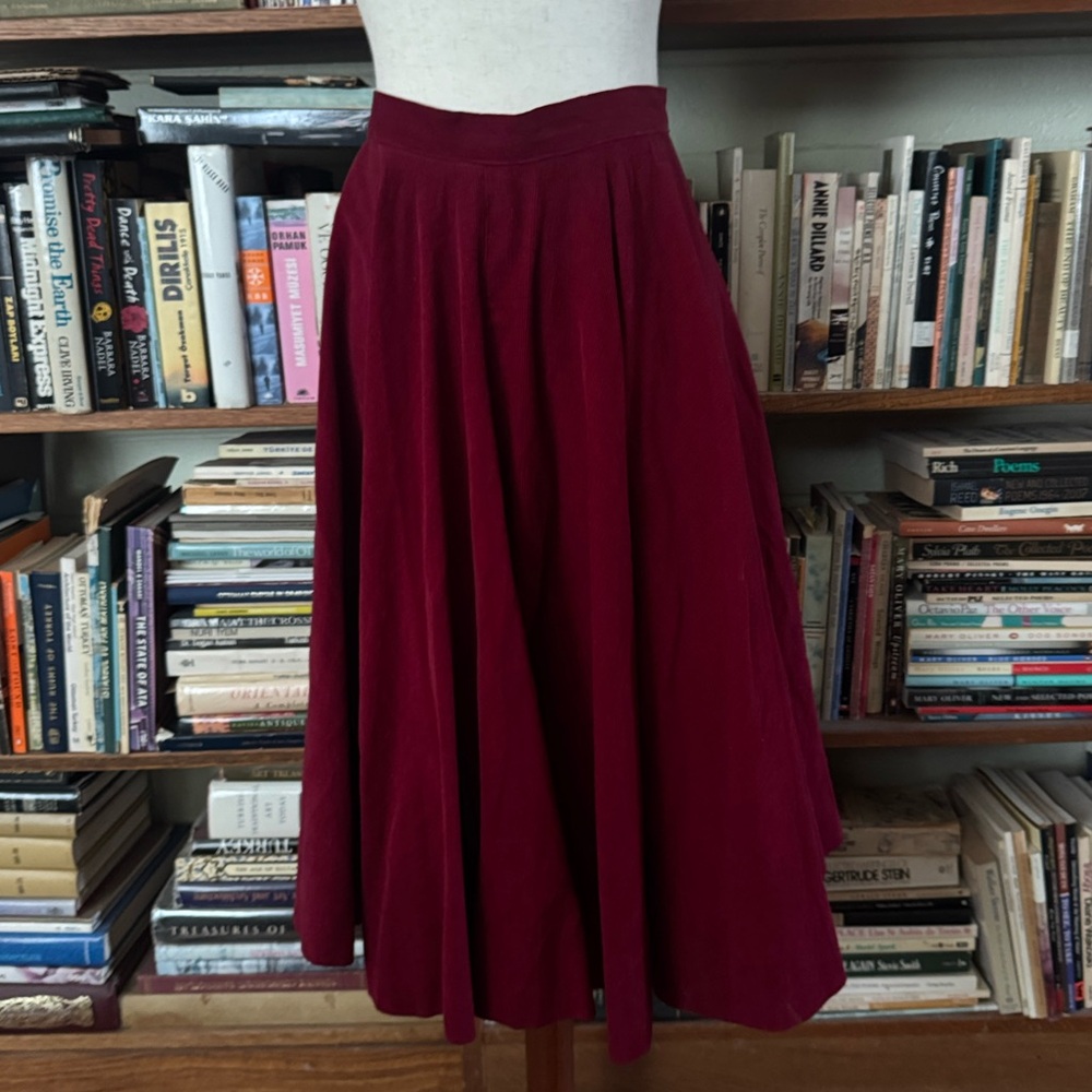 VTG 50s Corduroy Deep Burgundy Circle Skirt